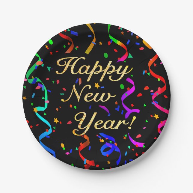 "Happy New Year!" Paper Plate (Front)