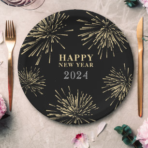 Happy New Year Paper Plate