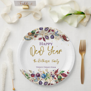 Happy New Year Paper Plate
