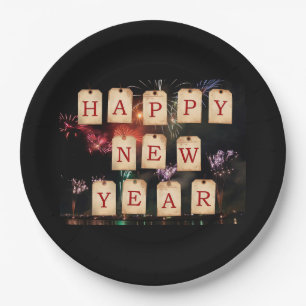 Happy New Year Paper Plate
