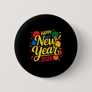 Happy New Year Party 2026 Ballon Family Matching M 6 Cm Round Badge
