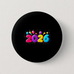 Happy New Year Party 2026 Ballon Family Matching M 6 Cm Round Badge
