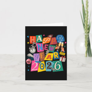 Happy New Year Party 2026 Ballon Family Matching M Card