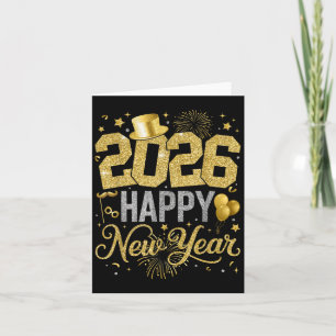 Happy New Year Party 2026 Ballon Family Matching M Card