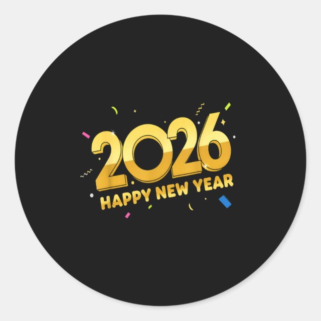 Happy New Year Party 2026 Ballon Family Matching M Classic Round Sticker (Front)