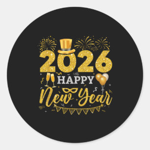 Happy New Year Party 2026 Ballon Family Matching M Classic Round Sticker