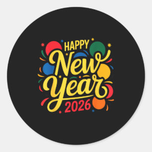 Happy New Year Party 2026 Ballon Family Matching M Classic Round Sticker