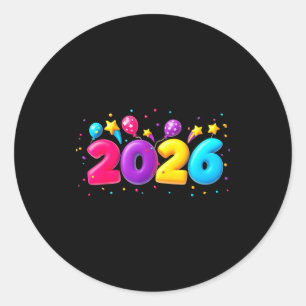 Happy New Year Party 2026 Ballon Family Matching M Classic Round Sticker