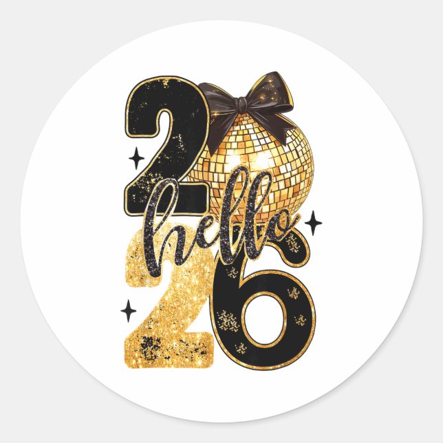 Happy New Year Party 2026 Ballon Family Matching M Classic Round Sticker (Front)