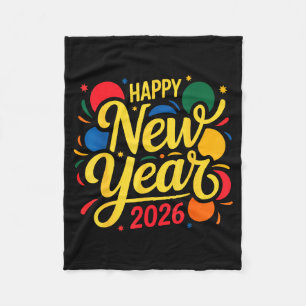Happy New Year Party 2026 Ballon Family Matching M Fleece Blanket