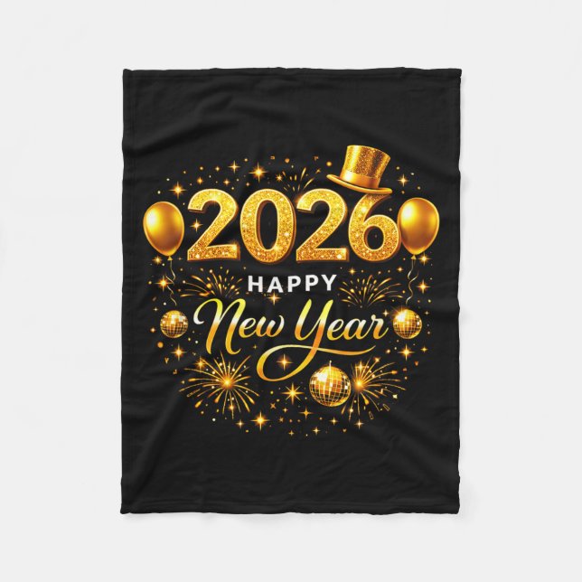 Happy New Year Party 2026 Ballon Family Matching M Fleece Blanket (Front)