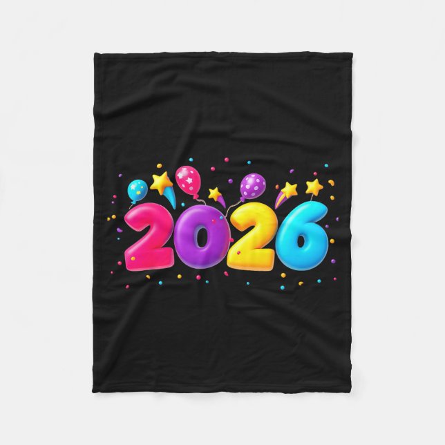 Happy New Year Party 2026 Ballon Family Matching M Fleece Blanket (Front)