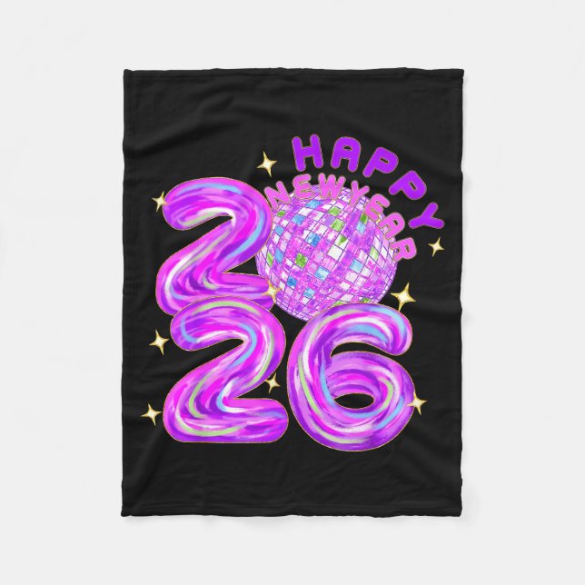 Happy New Year Party 2026 Ballon Family Matching M Fleece Blanket (Front)