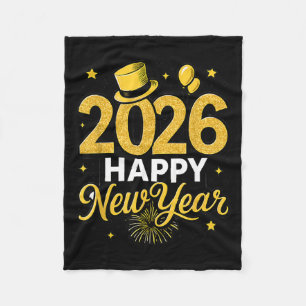Happy New Year Party 2026 Ballon Family Matching M Fleece Blanket