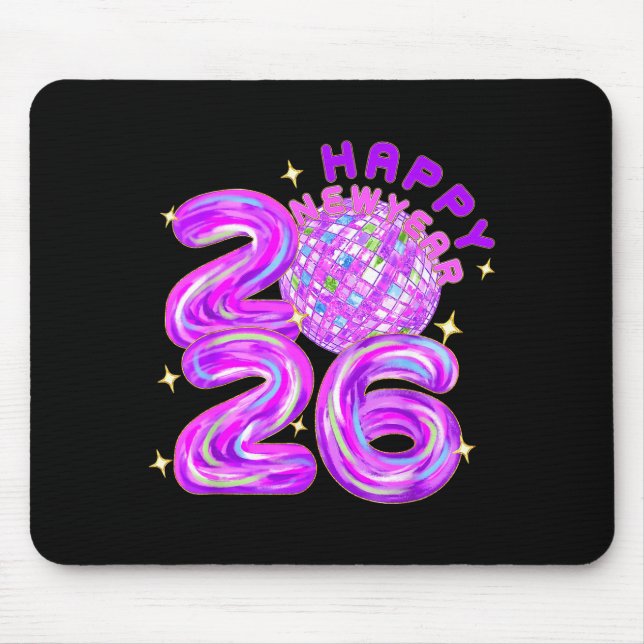Happy New Year Party 2026 Ballon Family Matching M Mouse Pad (Front)