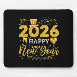 Happy New Year Party 2026 Ballon Family Matching M Mouse Pad