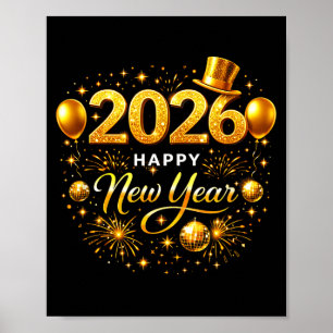 Happy New Year Party 2026 Ballon Family Matching M Poster