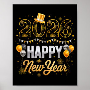 Happy New Year Party 2026 Ballon Family Matching M Poster