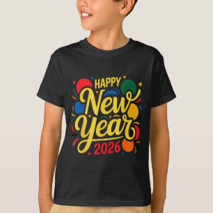 Happy New Year Party 2026 Ballon Family Matching M T-Shirt