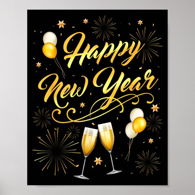 Happy New Year Party 2026 Ballon Family Matching  Poster (Front)