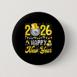 Happy New Year Party 2026 Balloon Family Matching  6 Cm Round Badge