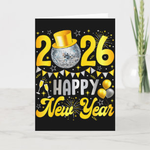 Happy New Year Party 2026 Balloon Family Matching Card