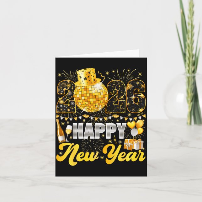 Happy New Year Party 2026 Balloon Family Matching  Card (Front)