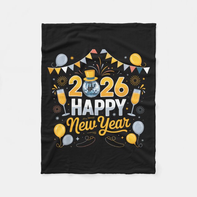 Happy New Year Party 2026 Balloon Family Matching  Fleece Blanket (Front)