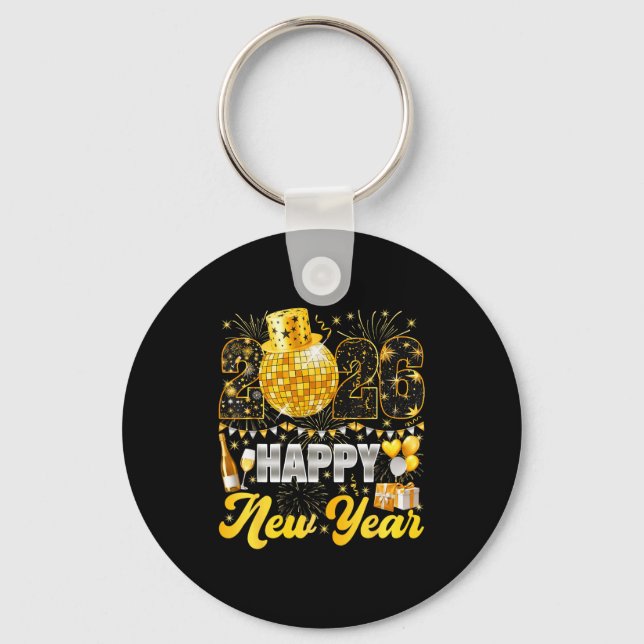 Happy New Year Party 2026 Balloon Family Matching  Key Ring (Front)