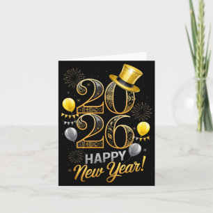 Happy New Year Party 2026 Family Matching Balloon  Card