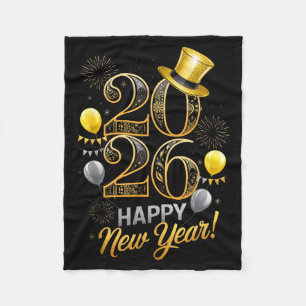 Happy New Year Party 2026 Family Matching Balloon  Fleece Blanket