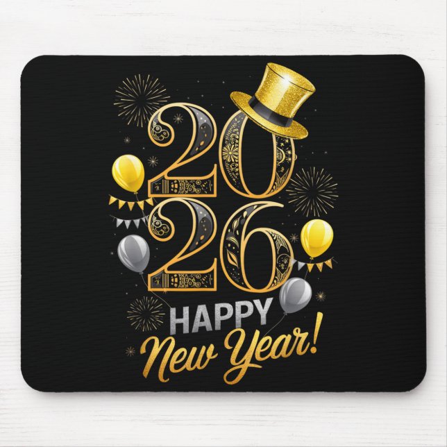 Happy New Year Party 2026 Family Matching Balloon  Mouse Pad (Front)