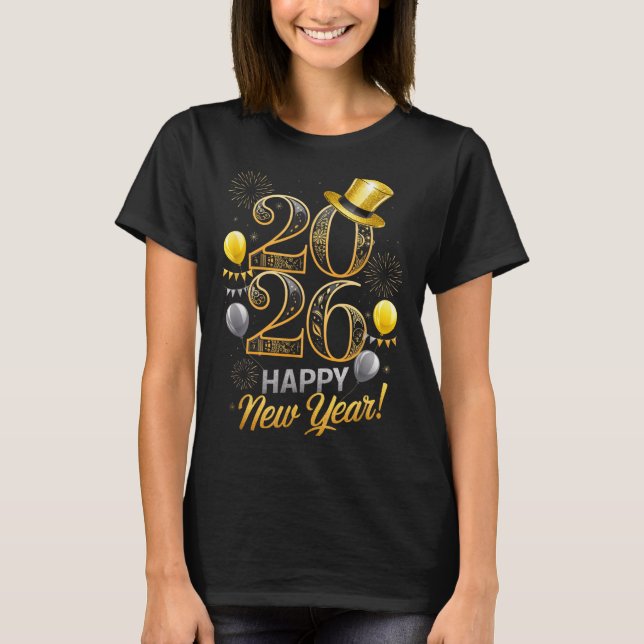 Happy New Year Party 2026 Family Matching Balloon  T-Shirt (Front)