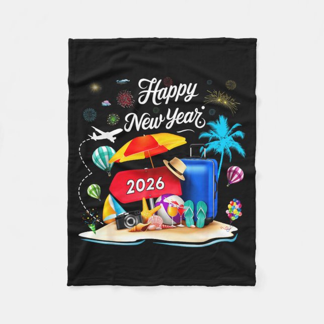 Happy New Year Party 2026 Family Matching Vacation Fleece Blanket (Front)