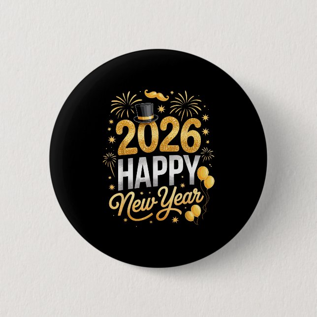 Happy New Year Party 2026 Fireworks Family Matchin 6 Cm Round Badge (Front)