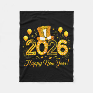 Happy New Year Party 2026 Fireworks Family Matchin Fleece Blanket