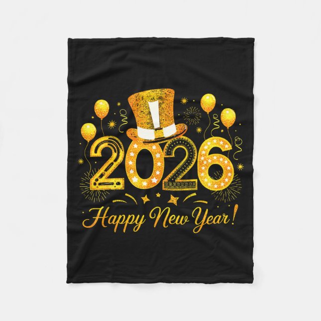 Happy New Year Party 2026 Fireworks Family Matchin Fleece Blanket (Front)