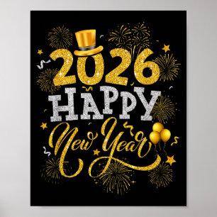 Happy New Year Party 2026 Fireworks Family Matchin Poster