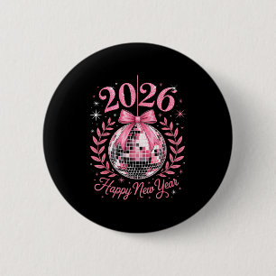 Happy New Year Party 2026 Funny Balloon Family Mat 6 Cm Round Badge