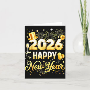 Happy New Year Party 2026 Funny Balloon Family Mat Card
