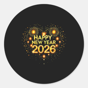 Happy New Year Party 2026 Funny Balloon Family Mat Classic Round Sticker