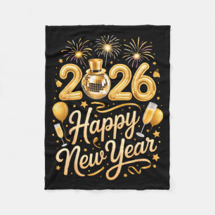 Happy New Year Party 2026 Funny Balloon Family Mat Fleece Blanket
