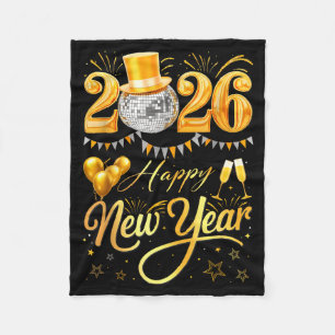 Happy New Year Party 2026 Funny Balloon Family Mat Fleece Blanket