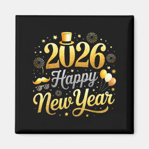 Happy New Year Party 2026 Funny Balloon Family Mat Magnet