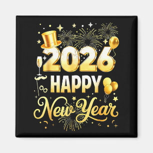 Happy New Year Party 2026 Funny Balloon Family Mat Magnet