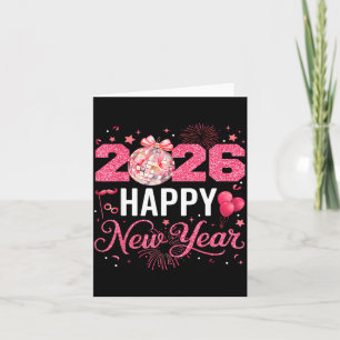Happy New Year Party 2026 Funny Disco Ball Family  Card