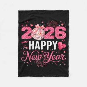 Happy New Year Party 2026 Funny Disco Ball Family  Fleece Blanket