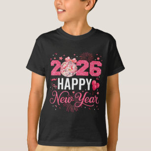 Happy New Year Party 2026 Funny Disco Ball Family  T-Shirt