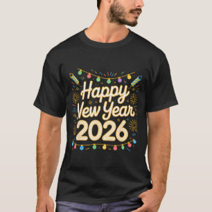 Happy New Year Party 2026 Retro Firework Christmas T-Shirt