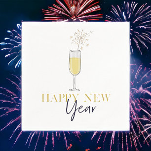 Happy New Year Party Champagne Sparkler Napkin